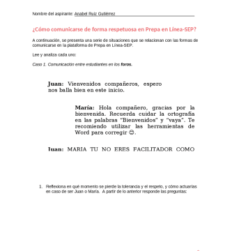 como comunicarse de manera respetuosa en prepa en linea sep