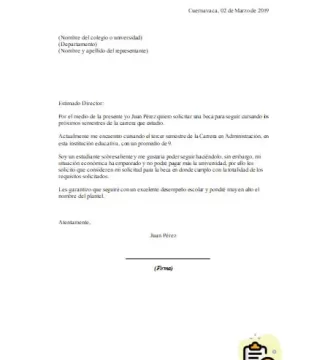 como hacer una carta de exposicion de motivos para solicitar una beca