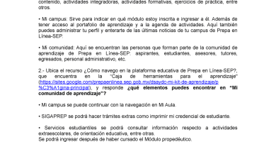 como se llaman los espacios que conforman prepa en linea y para que sirven