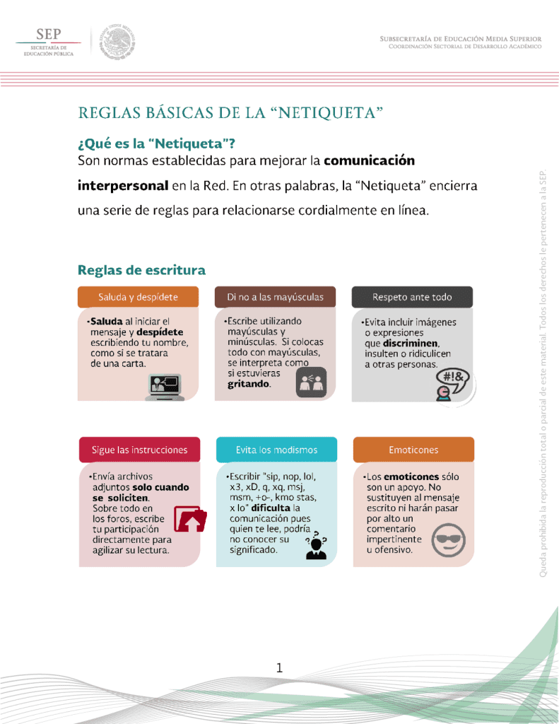 que es la netiqueta en prepa en linea